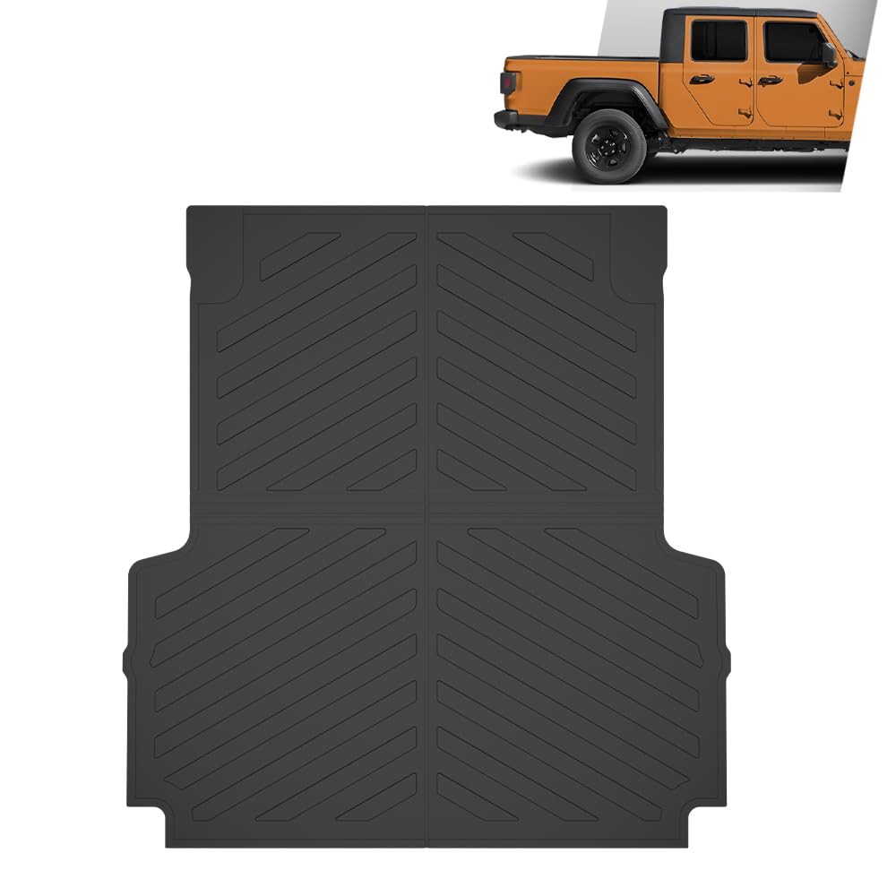 G-PLUS Floor Mats Compatible with Jeep Gladiator JT 5FT 2020 2021 2022 2023 2024 All Weather Full Cover Protection TPE Floor Cargo Liners Black