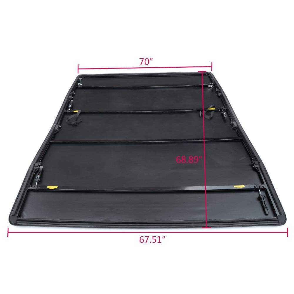 G-PLUS Four Fold Truck Bed Tonneau Cover Compatible with 2009-2021 Dodge Ram 5'7 or 5'8 Bed (No Ram Box)