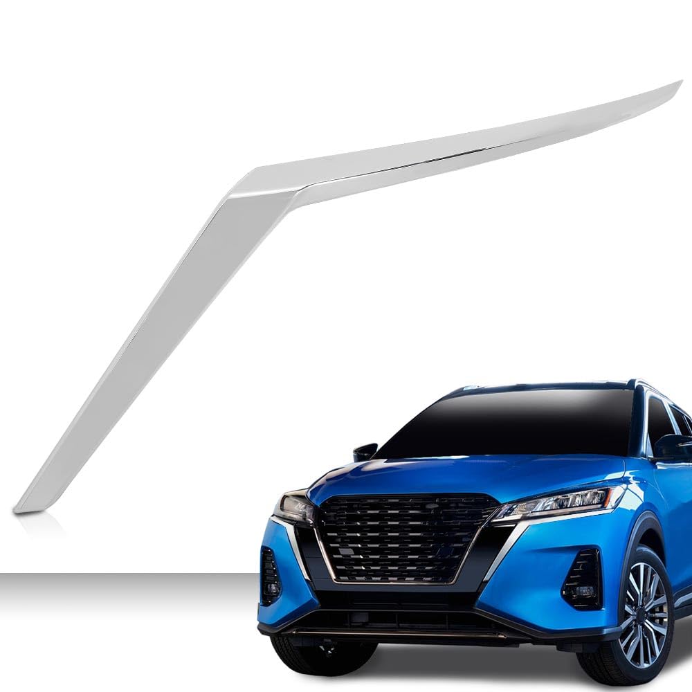 G-PLUS Front Left Side Bumper Cover Molding Chrome Trim 1pc Silver Compatible with Nissan Kicks 2021-2023 (For S And SV Models) NI1046111, 191275878064, 620755R00A