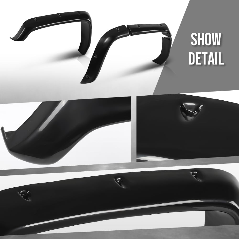 G-PLUS 80mm Fiberglass FRP Fender Flares (8 PCS) & Mud Flaps (4 PCS) Compatible with Hummer H3 Black