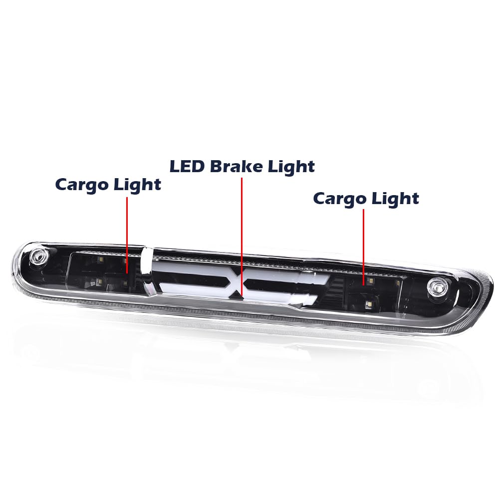 G-PLUS LED Third Brake Light Compatible with Chevy Silverado/GMC Sierra 1500 1500 HD 2007-2013, 3rd High Mount Cargo Light, Type X, Clear Lens Black Housing Amber Reflector, 25890530