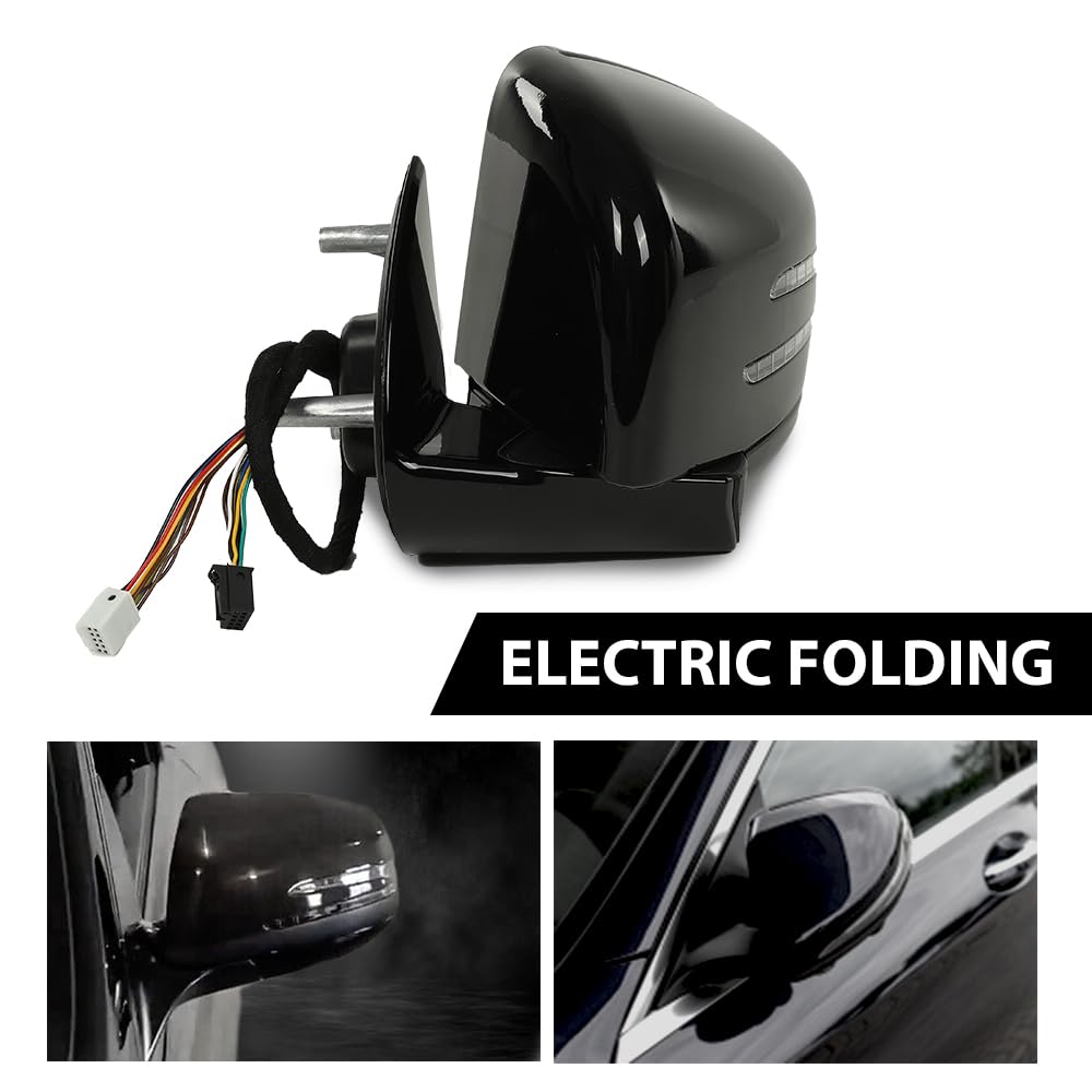 G-PLUS Rear View Side Mirror w/Blind Spot Driver and Passenger Side Compatible with Benz M GL Class ML63 ML350 ML300 ML500 W164 X164 GL350 GL450 GL550 2005-2011 1648105193 1648104693 Black
