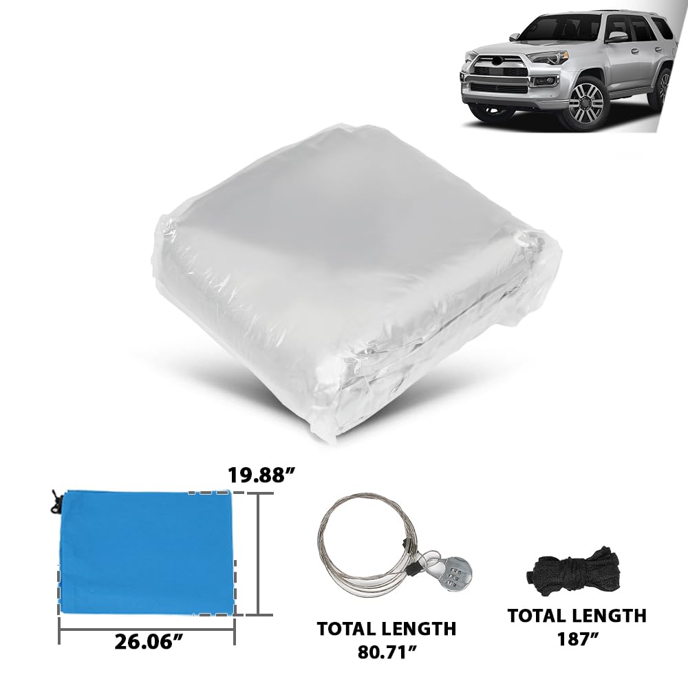 Car Cover Waterproof All Weather For Universal SUV,Full Exterior Cover with Door Zipper and Cotton Lining,Outdoor Rain Sun Snow UV Protection, Indoor Dust and Scratch Resistant YL (187*75*69 inch)
