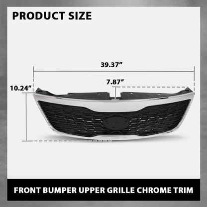 G-PLUS Front Bumper Upper Grille Grill W/Chrome Trim, Compatible with Kia Sorento 2014-2015, KI1200155, KI1200155C, 863501U500, KI1200155D