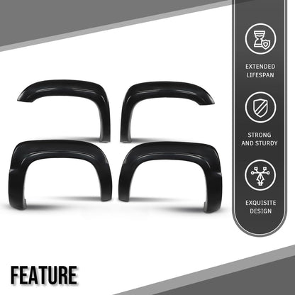 G-PLUS Fender Flares Front & Rear Paintable Compatible with Chevy Avalanche 2007-2013 Black
