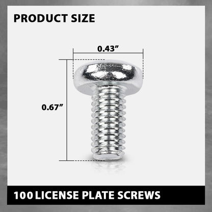 G-PLUS 100 License Plate Screws Compatible with Most Vehicles,Fit Benz Audi Japanese | 6mm x 12mm, #2136