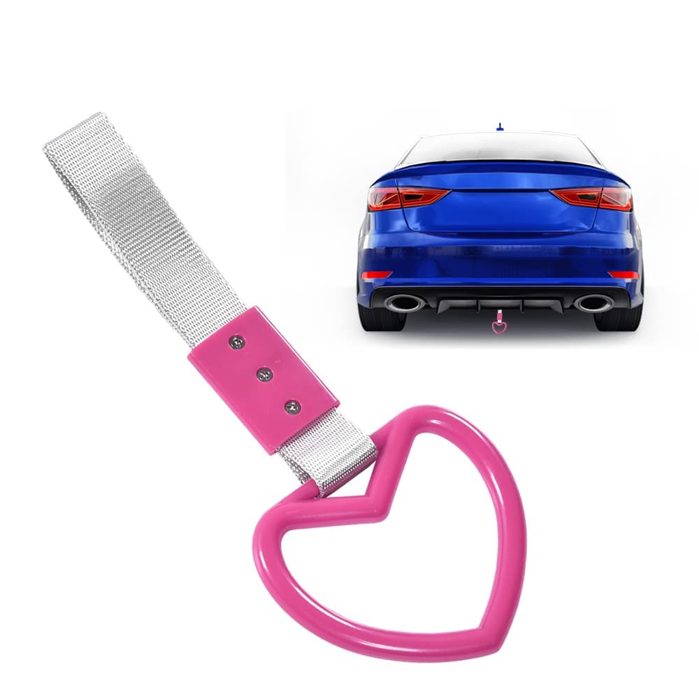 G-PLUS JDM Tsurikawa Ring Heart Subway Train Bus Car Handle Hand Straps Drift Charm,Rear Bumper Warning Ring (Pink)
