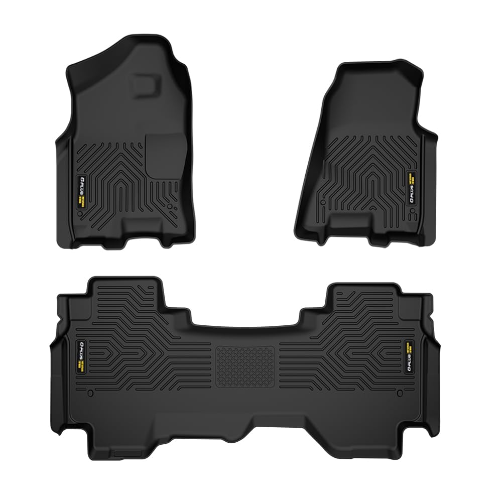 G-PLUS TPE Cargo Liners, Compatible with Dodge Ram 1500 Crew Cab New Body Without Storage 2019-2024 (NOT Classic Models),Black, Floor Liner Full Cover Protection 1st & 2nd Row 3PCS