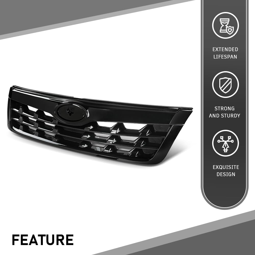 G-PLUS Front Upper Grille Grill Black w/Red Trim Compatible with Subaru Forester 2014-2018 91121SG060