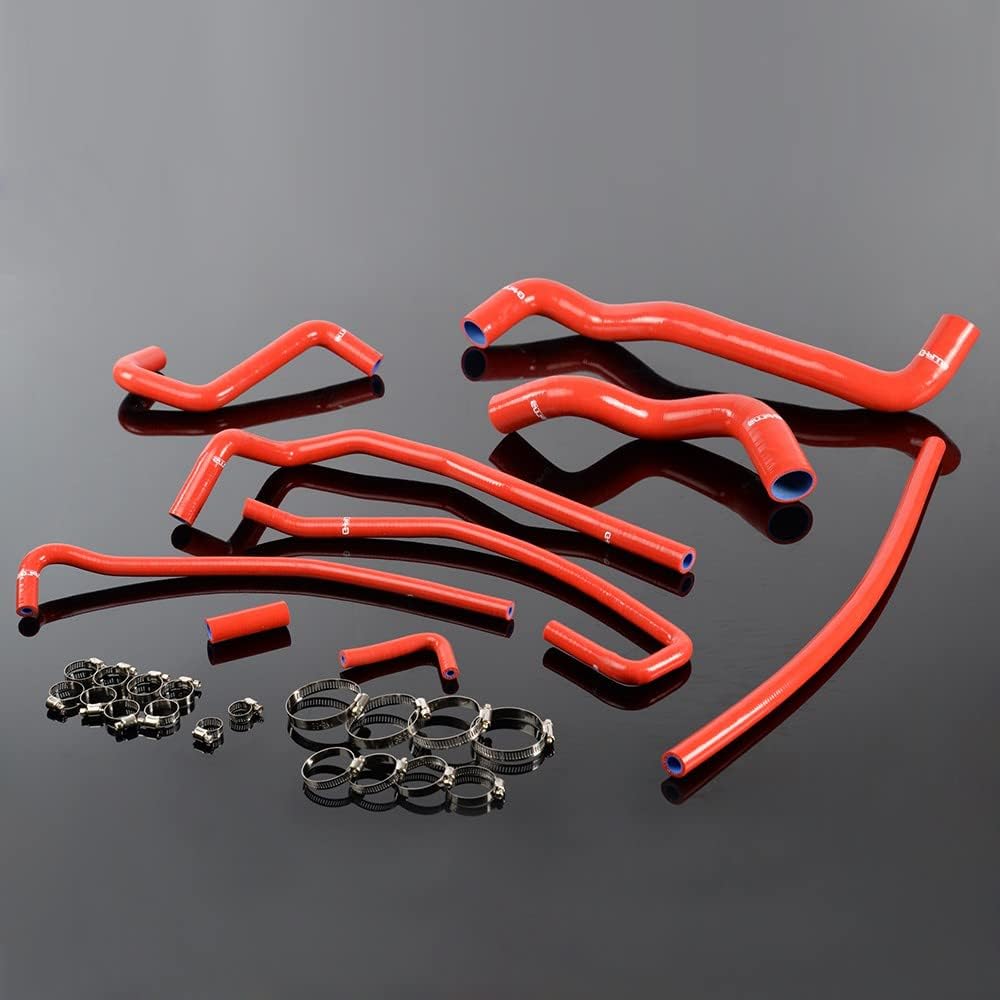 G-PLUS Silicone Radiator Coolant Hose Kit w/Clamps Compatible with 1991-1996 Chevy Corvette 5.7L LT1 V8 Red
