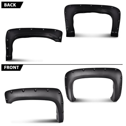 G-PLUS Fender Flares Compatible with 2007-13 Chevy Silverado 1500/2007-14 Silverado 2500HD 3500HD, 78.0"/97.6" Long Bed(for Regular Cab & Extended Cab), Textured Pocket Riveted [Not Fit Gmc Sierra]