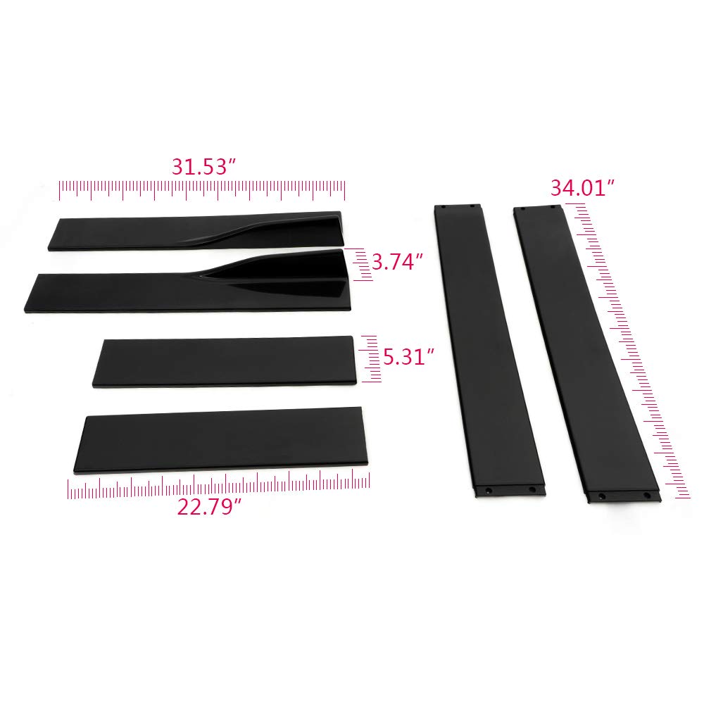 Universal 2.2 Meters / 86.6 Inch Carbon Fiber Look Side Skirt Extensions Rocker Panel Splitters Lip Kit