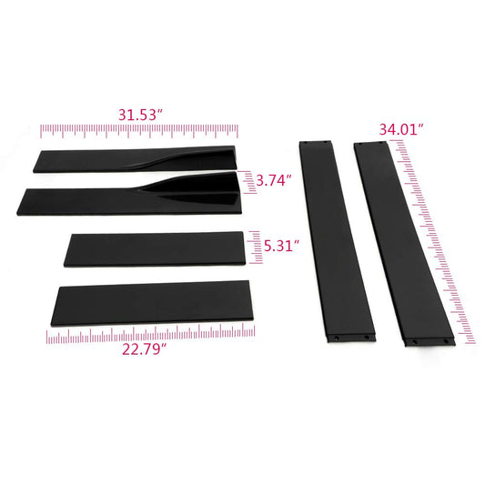 Universal 2.2 Meters / 86.6 Inch Carbon Fiber Look Side Skirt Extensions Rocker Panel Splitters Lip Kit