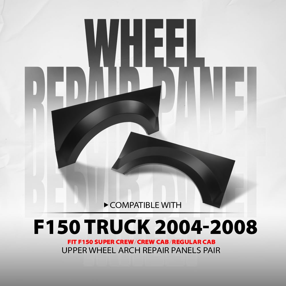 G-PLUS Rear Left & Right Upper Wheel Arch Repair Panels Compatible with Ford F150 Truck 2004-2008, Fit Ford F150 Super Crew/Crew Cab/Regular Cab, Black
