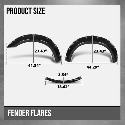 G-PLUS Fender Flares Compatible with Ford Ranger 1993-2011, Fit 6' and 7' Styleside Beds Only, Not Fit FX4 Submodels Black, Smooth Riveted Style