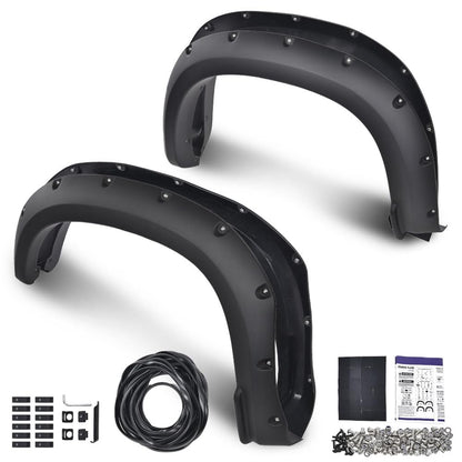 G-PLUS Fender Flares Modified Compatible with Chevy Silverado 1500 2019-2021 Not Fit GMC Sierra LD 2019 Pocket Rivet Wheel Opening Molding Arch Trim 4PCS Black