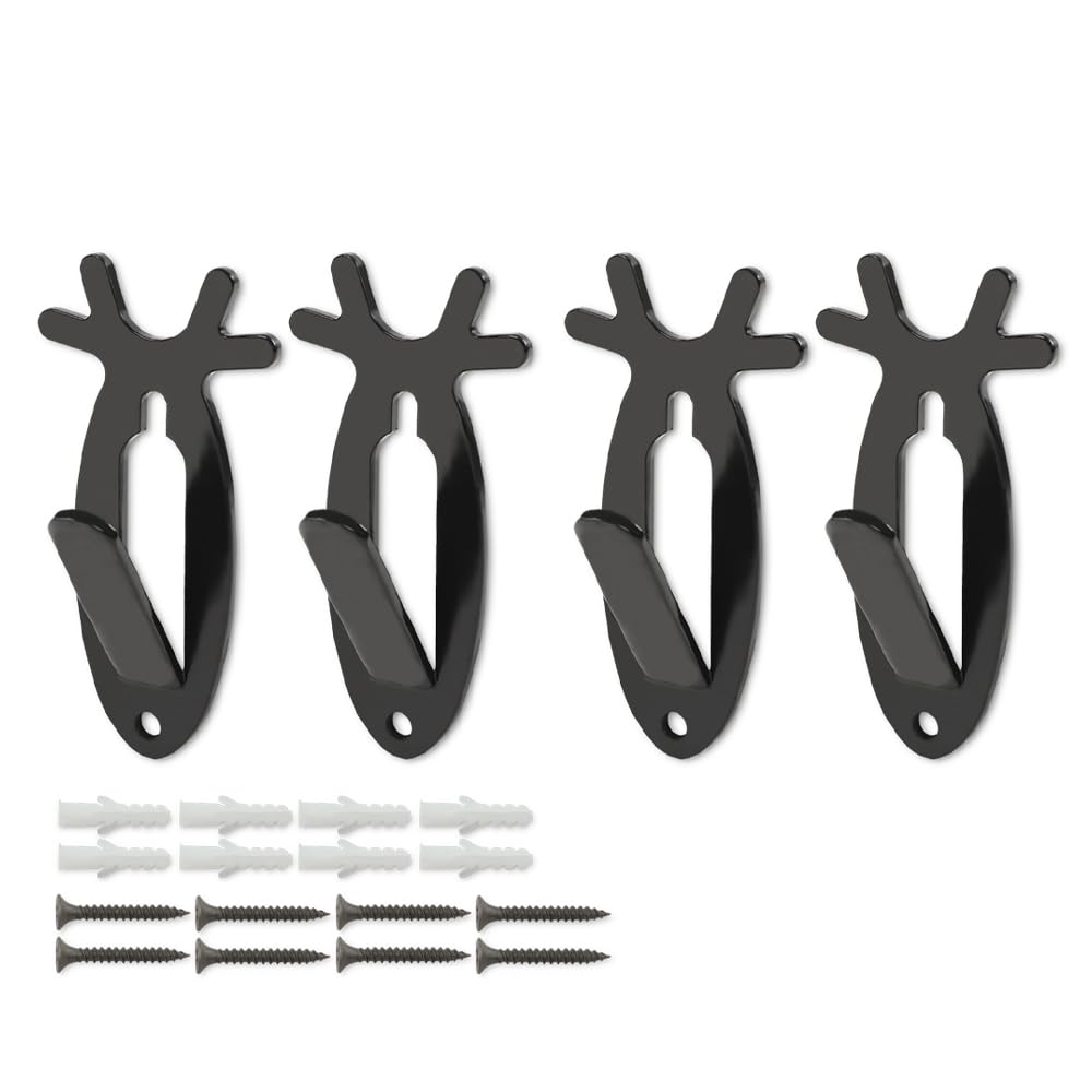 G-PLUS Wall Hanger Hook European Antler Style Wall Mount Bracket for Hanging Mounting Elk Deer Antelope Living Room Bedroom Home Decor 4PCS Black