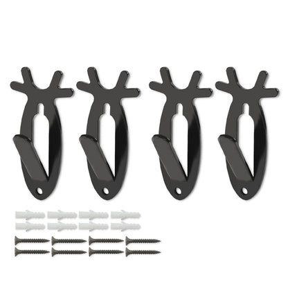 G-PLUS Wall Hanger Hook European Antler Style Wall Mount Bracket for Hanging Mounting Elk Deer Antelope Living Room Bedroom Home Decor 4PCS Black