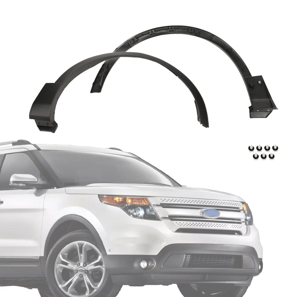 G-PLUS Fender Flares Compatible With 2011-2015 Ford Explorer, Wheel Fender Arch Molding Trim Black (Front Left+Front Right Side)
