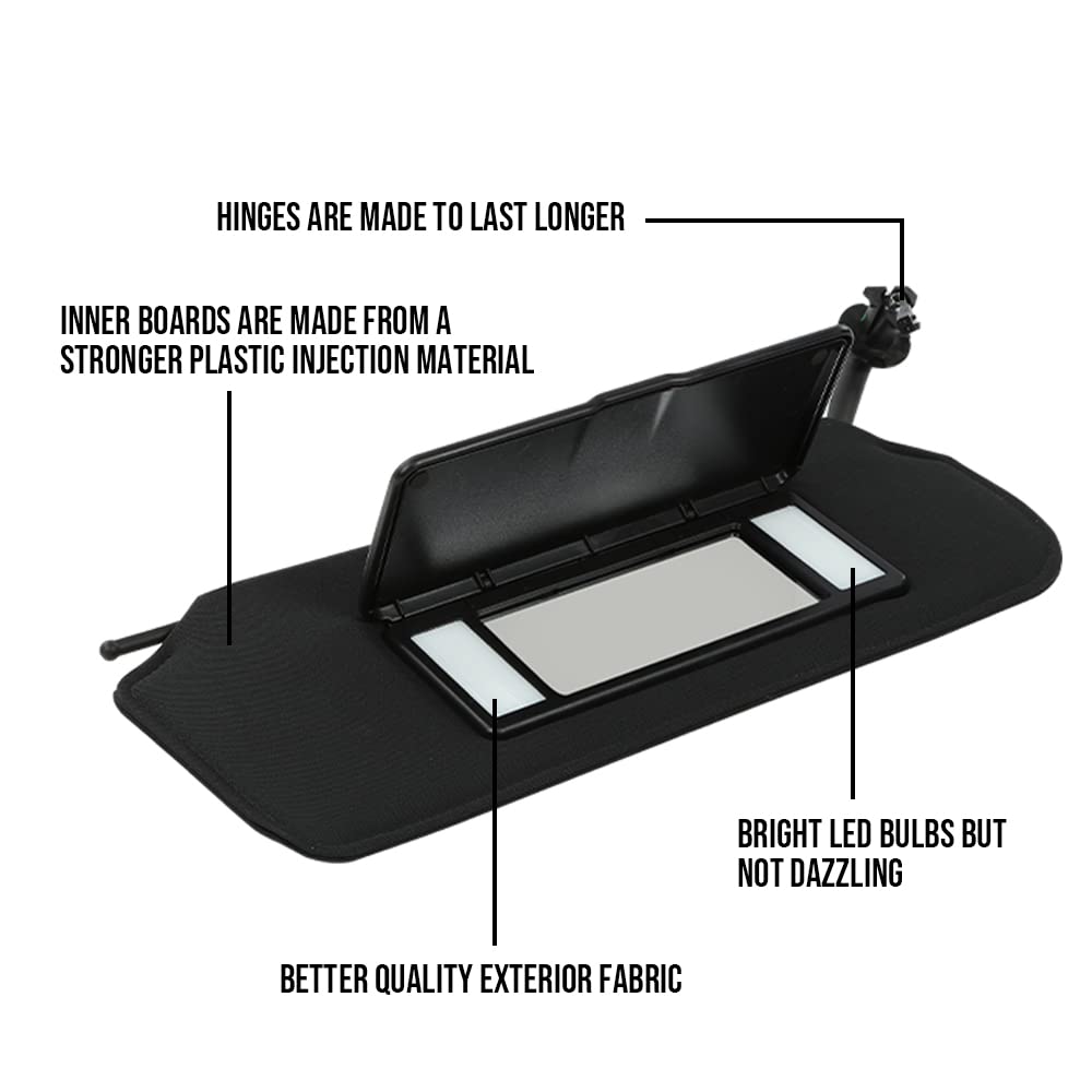 G-PLUS Black Plastic Sun Visor Vanity Mirror Sunvisors Shaded Compatible with Chevy C5 Corvette (8 Cyl, 5.7L) 1997-2004 10442033 10442034 1Pair Sunshading Board