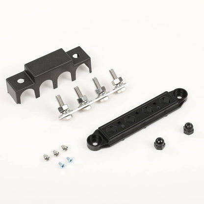 G-PLUS 4 Post Power Distribution Block Bus Bar with Cover, Busbar Power Battery Terminal Distribution Block 5/16" Posts 12V 250A, 4 Post Busbar Power Distribution Block Black