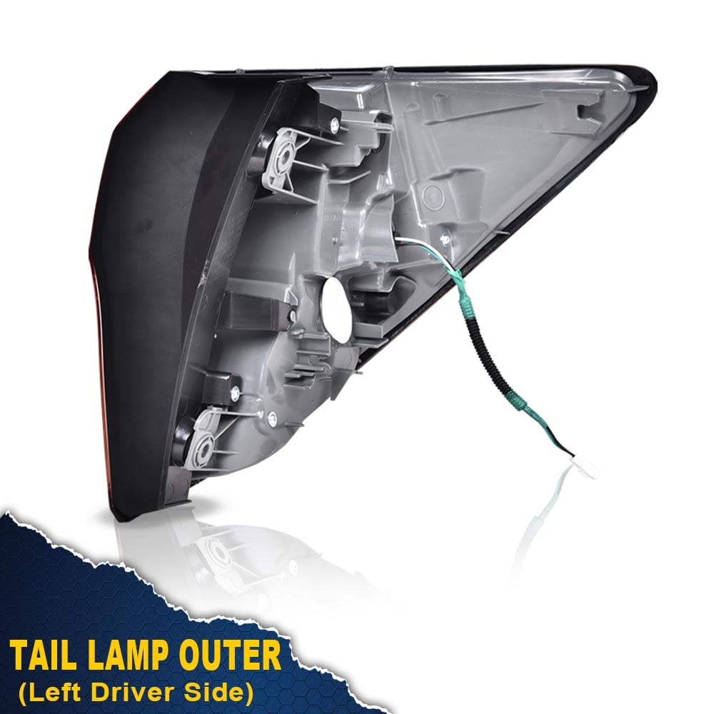 G-PLUS Tail Light Compatible With 2016 2017 2018 Honda HR-V EX/LX/EX-L Sport Utility 4-Door Sedan,(NOT Have the Side Light),Automotive Outer Brake Rear Lamp, Driver Side (Left) Luces TraserasAssembly