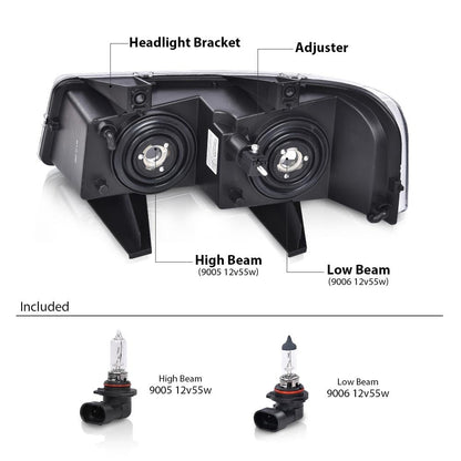 G-PLUS Headlight w/Bulbs Fit Chevy Express GMC Savana 1500 2003-2014/2500 3500 4500 2003-2023,Right Headlamp Clear Lens Black Housing Amber Reflector Bumper Headlamps,faros delanteros Assembly