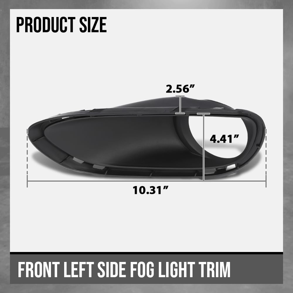 G-PLUS Fog Light Trim Driving Lamp Front Driver Left Side Hand Compatible with Porsche Cayenne Turbo 2011 2012 2013 2014, Fit Porsche Cayenne Turbo S 2013-2014 95850509300, PO1038105 Black