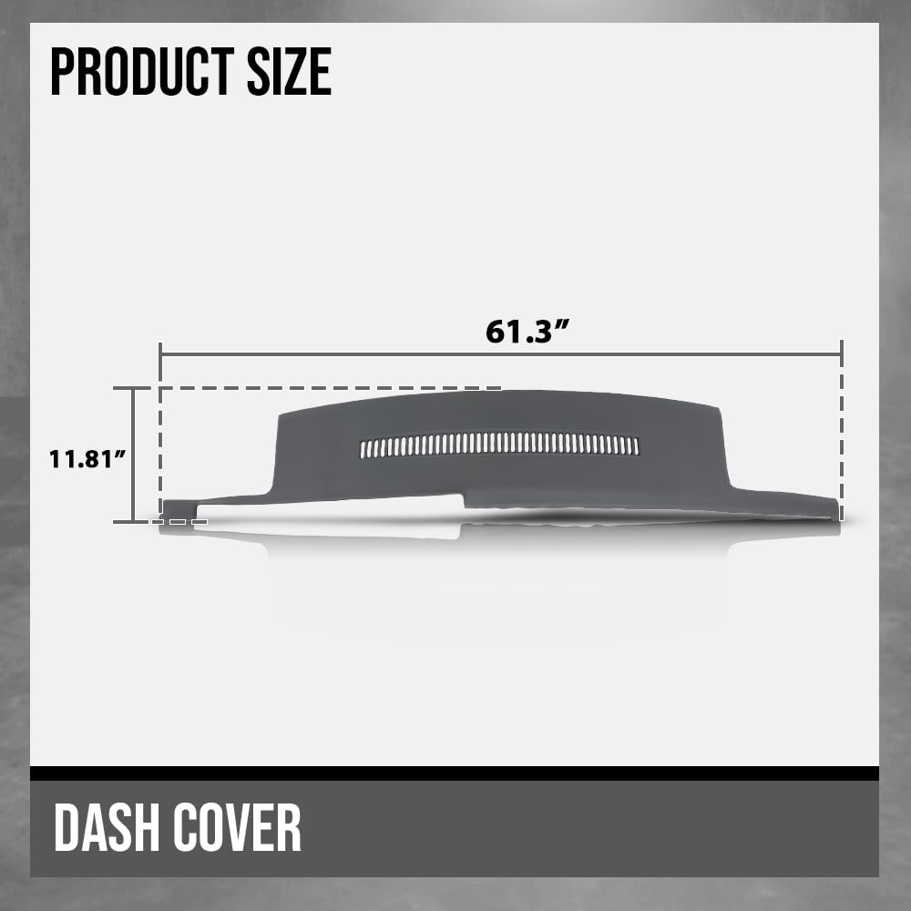 G-PLUS TPE Dash Cover Dashboard Panel Compatible with Chevy & GMC C1500 C2500 C3500 K1500 K2500 K3500 Suburban Yukon 1989-1994 Instrument Panel Cover Gray