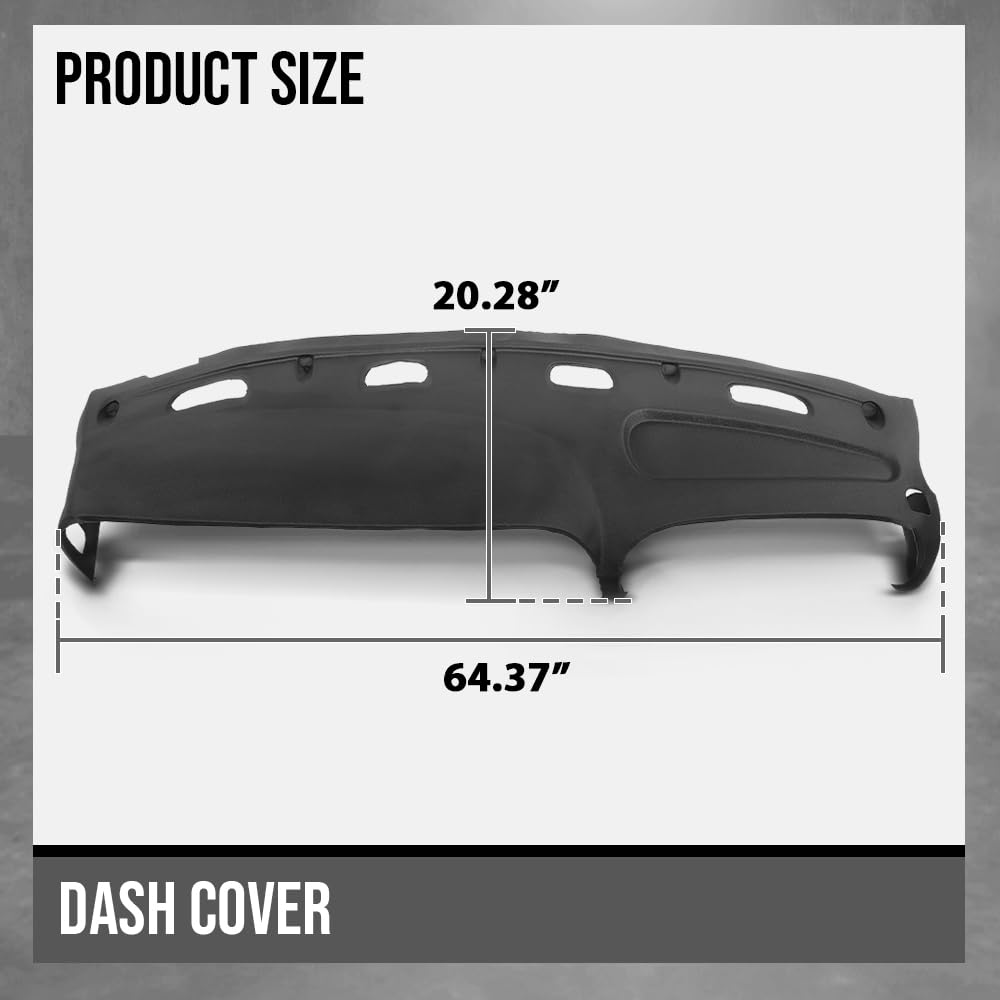 G-PLUS TPE Dash Cover Dashboard Dash Board Panel Compatible with Dodge Ram 1500 (submodel: Laramie, Sport, ST, WS) 1998-2001, Fit Dodge Ram 2500/3500 Base 1998-2002 99815013 Black