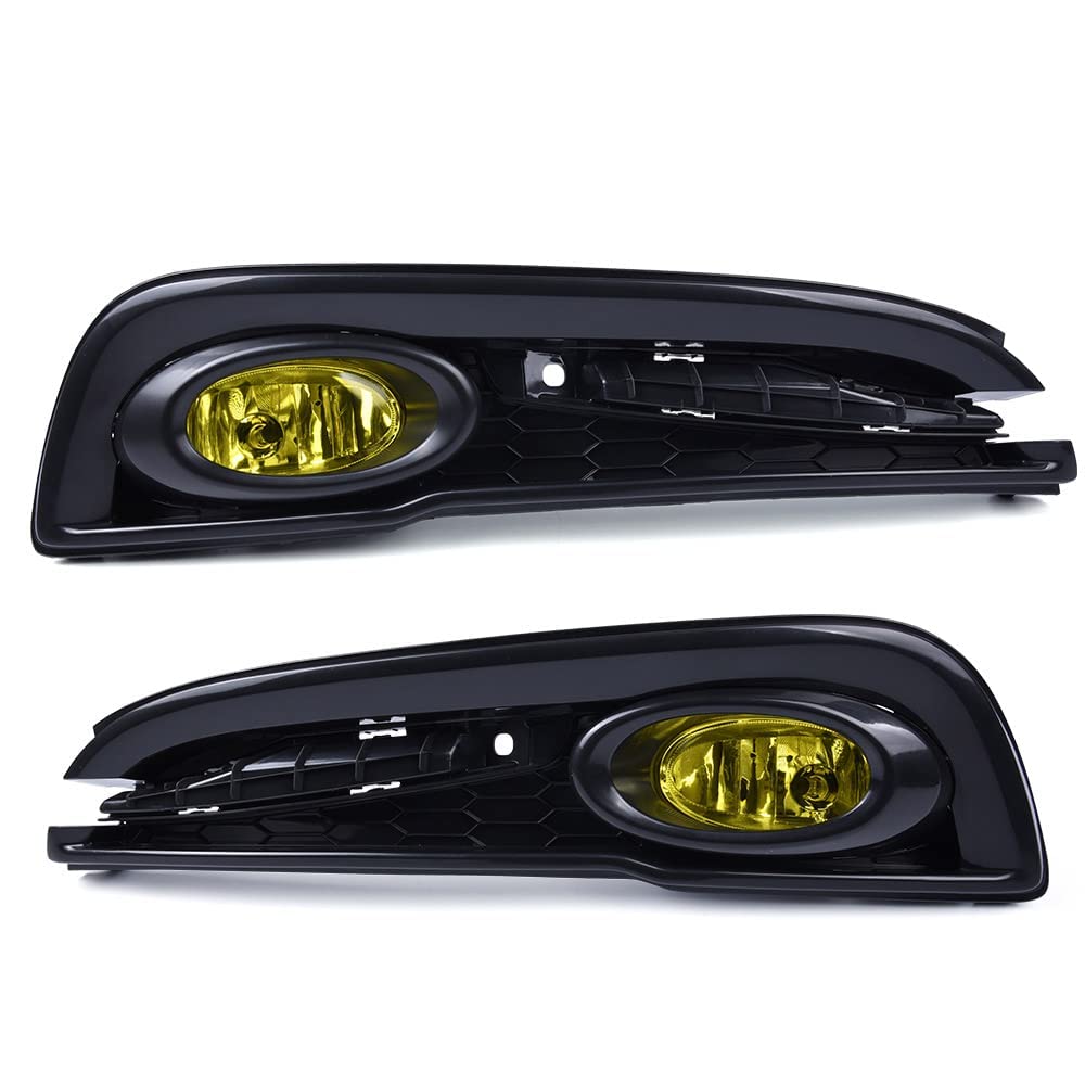 G-PLUS Bumper Driving Fog Lights Compatible with Honda Civic Sedan 4-door 2013-2015 Yellow Driver/Passenger Lamps with Switch/Bulbs Kit One Pair