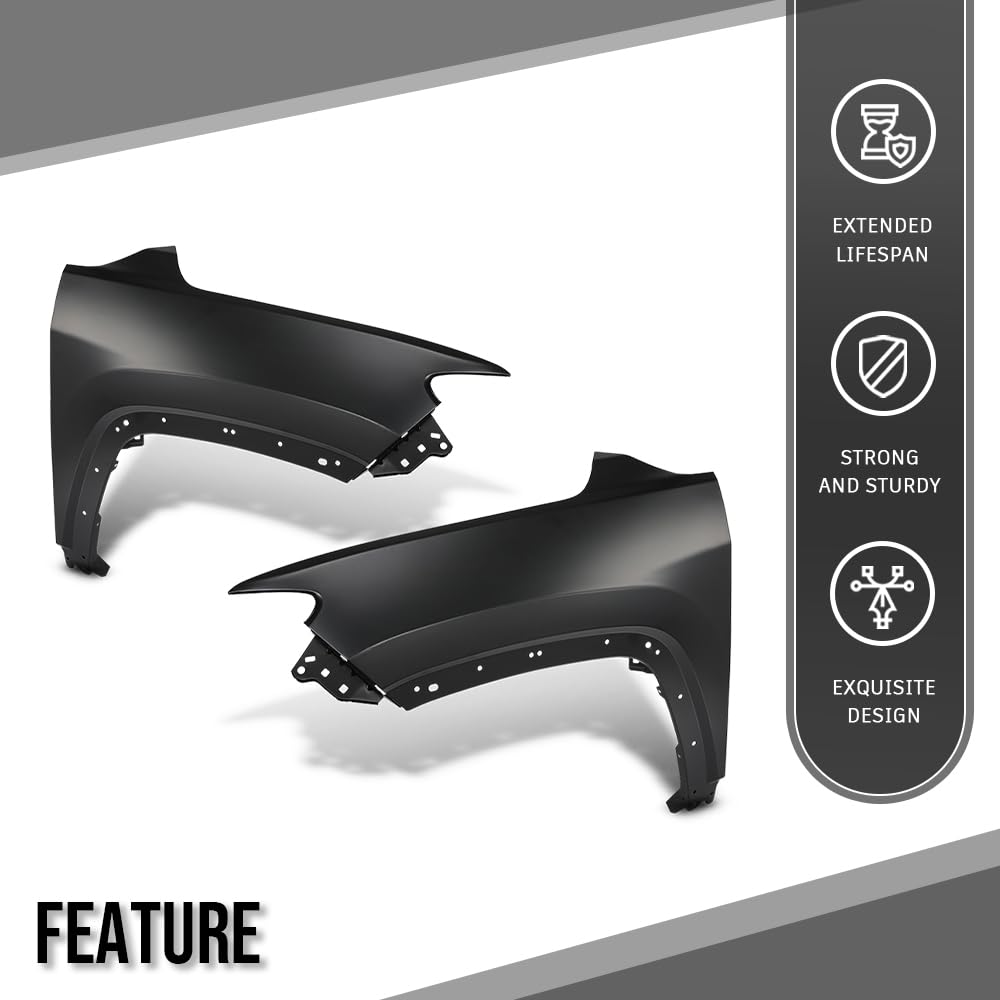 G-PLUS Front Fender Driver and Passenger Side Compatible with Jeep Compass 2017 2018 2019 2020 2021 2022 2023 2024 CH1240288, CH1241288 Black