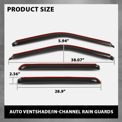 G-PLUS in-Channel Window Visors 4Pcs Compatible with Ford F150 Supercrew 2015-2025 & F150 Raptor SuperCrew 2017-2025 Rain Guards Side Wind Deflector with Tape Glossy Black