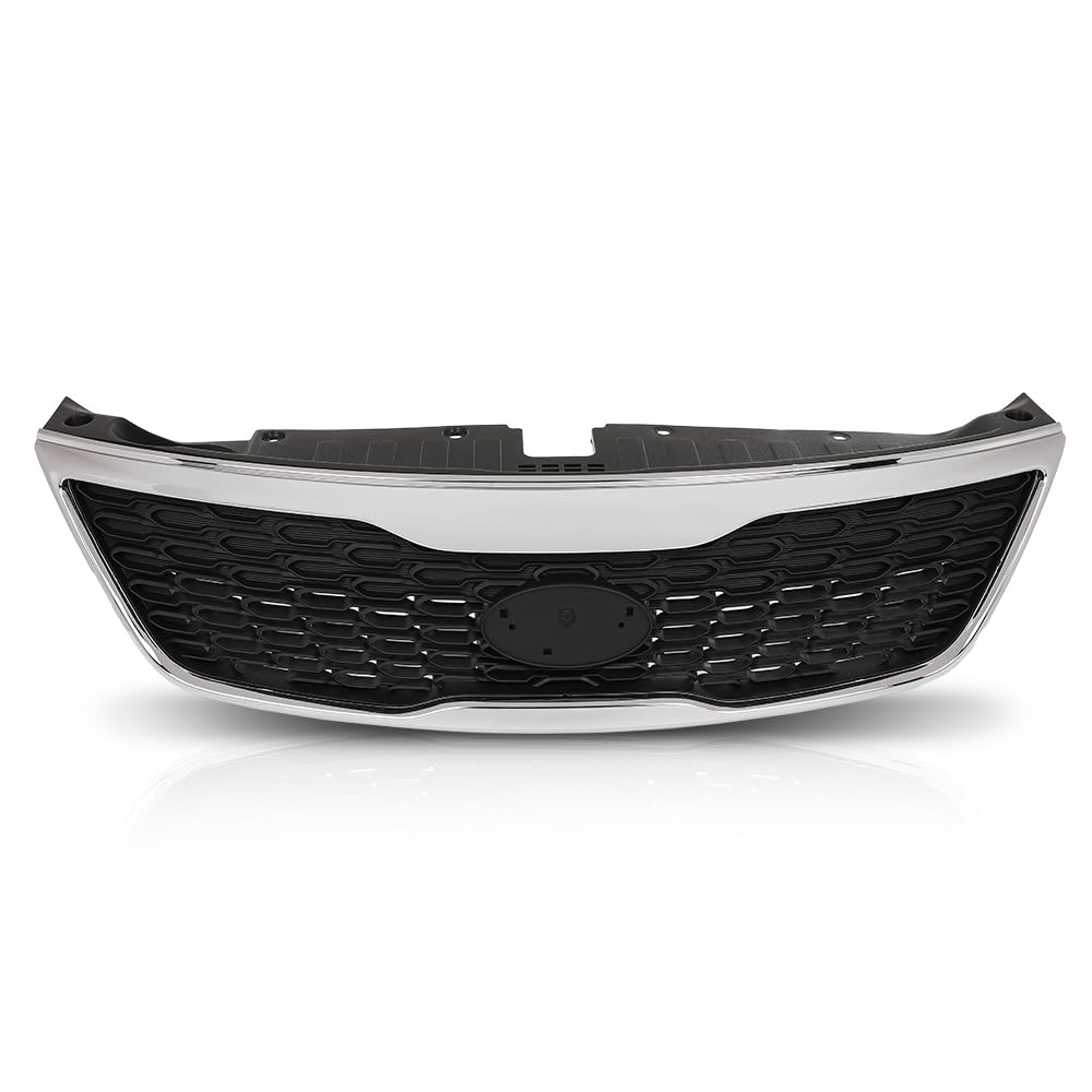 G-PLUS Front Bumper Upper Grille Grill W/Chrome Trim, Compatible with Kia Sorento 2014-2015, KI1200155, KI1200155C, 863501U500, KI1200155D