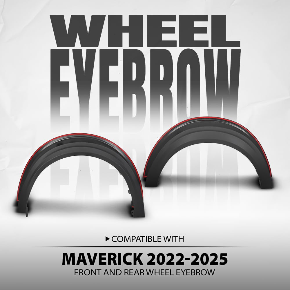 G-PLUS Front and Rear Wheel Eyebrow Fender Trim Compatible with Ford Maverick 2022 2023 2024 2025 Black