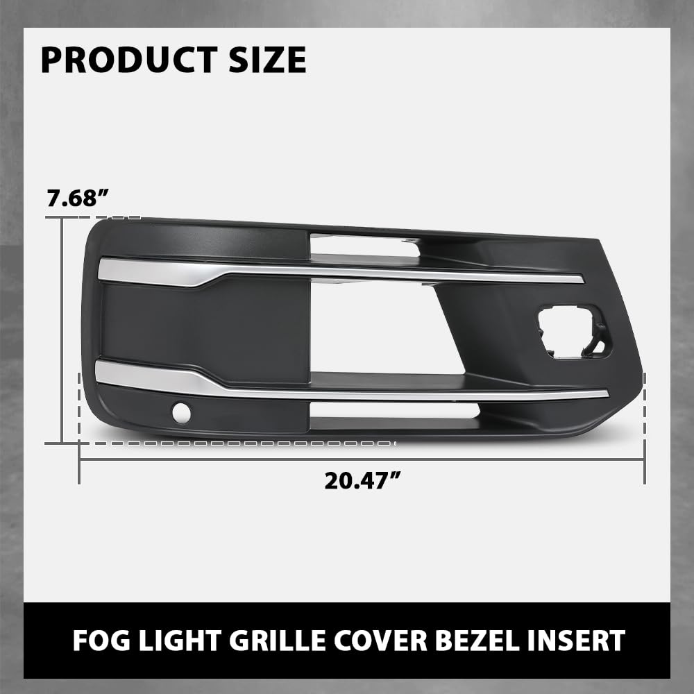 G-PLUS Pair Front Bumper Fog Light Grille Cover Bezel Insert, Compatible with Audi Q7 Standard Model 2016-2019, Left Driver & Right Passenger Side 2PCS