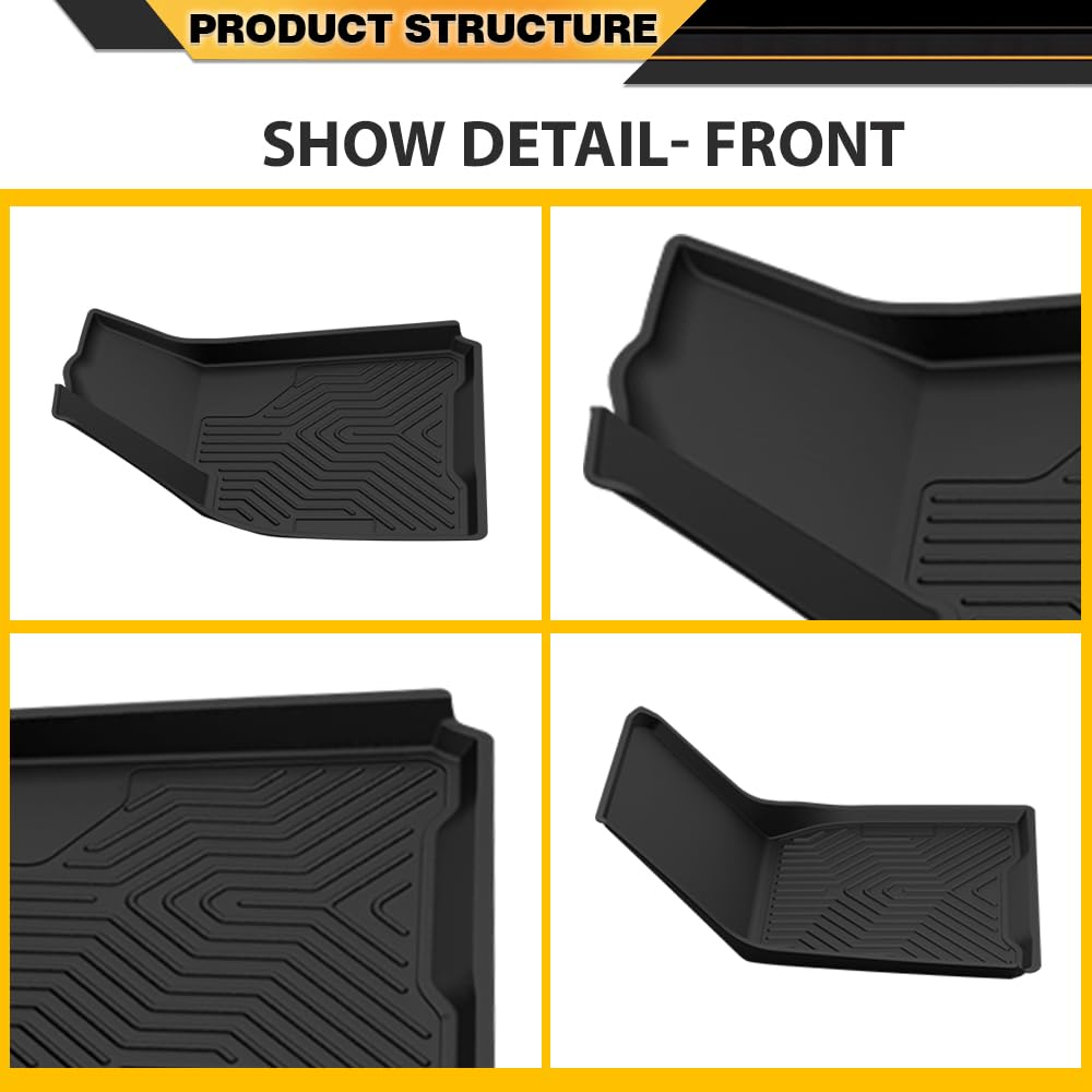 G-PLUS 3PCS Cargo Liner,Compatible with 2020-2025 Tesla Model Y 5 Seat (NOT Fit 7 Seat),1st & 2nd Row 3PCS,TPE Black Full Cover Protection Floor Liner Mats,All Weather Interior Accessories