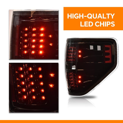 G-PLUS LED Tail Lights Assembly Compatible with Ford F150 2009-2014 Pickup,Rear Tail Lamps Clear Lens Black Housing Left Driver & Right Passenger Luces Traseras BL3Z13405B