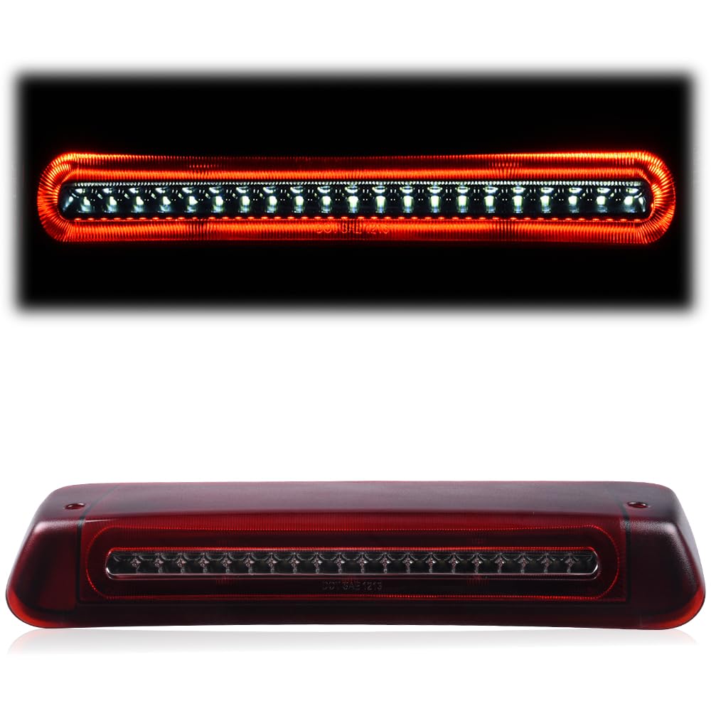 G-PLUS Rear LED 3rd Third Brake Light Compatible With 2004-2008 Ford F150 2005 2006 2007 Cargo Tail Stop Lamp Waterproof (Red Housing Clear Lens)