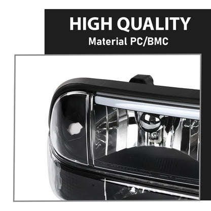 G-PLUS LED Headlights Assembly Front Headlamps Left Right Fit Chevy Blazer 1998-2005, Fit Chevy S10 Pickup 1998-2004 with Bumper Lights Clear Lens Black Housing Clear Reflector,faros delanteros