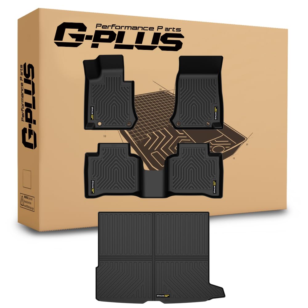 G-PLUS Floor Mats and Cargo Liner Compatible with Benz GLC 2016 2017 2018 2019 2020 2021 2022 (Not Fit GLC Coupe Model) All Weather Protection TPE Floor Liners 1st & 2nd & 3rd Row Black