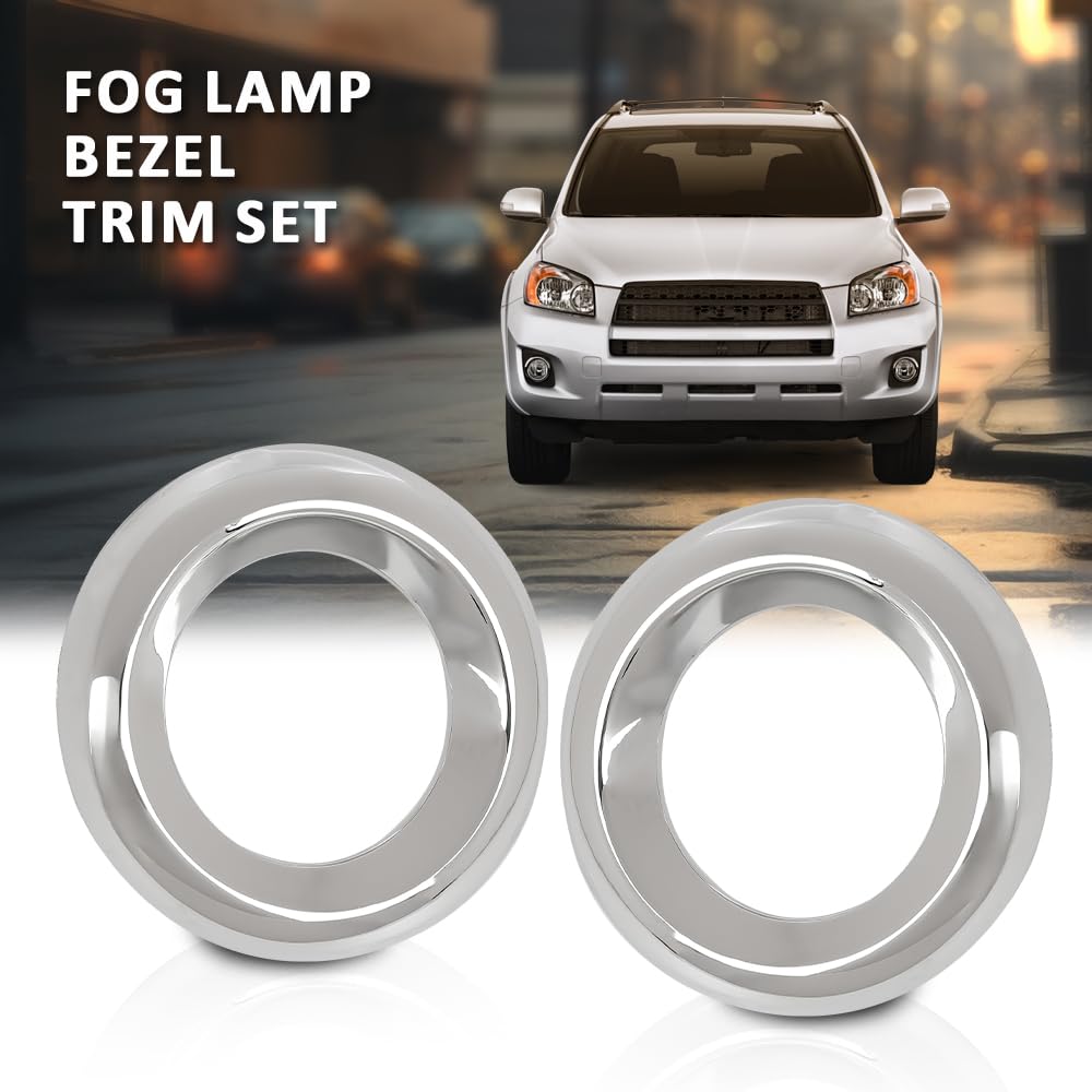 G-PLUS Fog Light Lamp Bezel Trim Set Left & Right Compatible with Toyota RAV4 2009-2012 521280R030