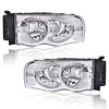 G-PLUS Headlights Assembly, Compatible with Dodge Ram 1500 2500 3500 2002 2003 2004 2005 Bumper Headlamps, Clear lens Chrome Housing Clear Reflector