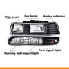 G-PLUS Left & Right Side Headlights Assembly+ Bumper Lights Lamps & LED 3rd Third Brake Light Compatible with Chevy Silverado 1999-2006 Fit Chevy Suburban 2000-2006