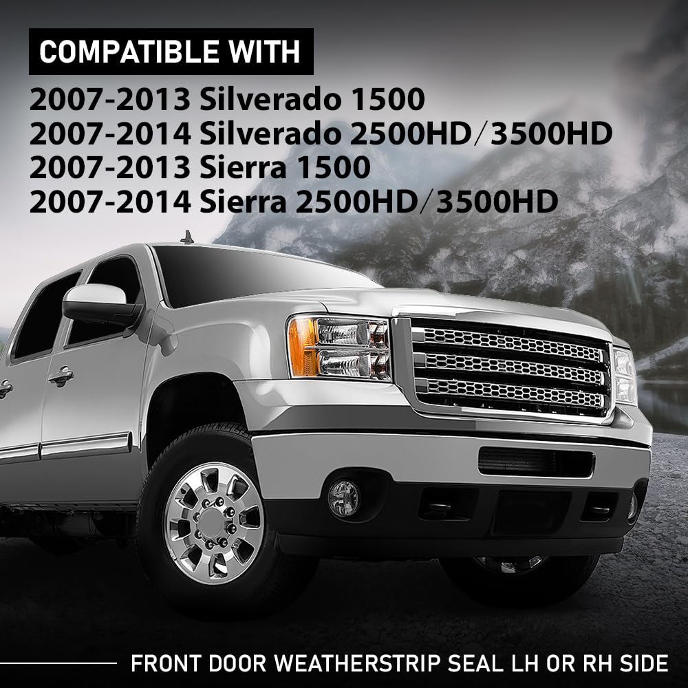 G-PLUS Front Door Weatherstrip Seal LH or RH Side Compatible with Chevy Silverado 1500 2007-2013,Fit Chevy Silverado 2500HD 3500HD 2007-2014,Fit GMC Sierra 1500 2500HD 3500HD 2007-2014