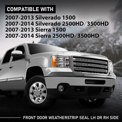 G-PLUS Front Door Weatherstrip Seal LH or RH Side Compatible with Chevy Silverado 1500 2007-2013,Fit Chevy Silverado 2500HD 3500HD 2007-2014,Fit GMC Sierra 1500 2500HD 3500HD 2007-2014