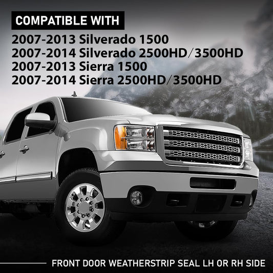 G-PLUS Front Door Weatherstrip Seal LH or RH Side Compatible with Chevy Silverado 1500 2007-2013,Fit Chevy Silverado 2500HD 3500HD 2007-2014,Fit GMC Sierra 1500 2500HD 3500HD 2007-2014
