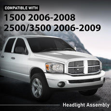 G-PLUS LED Headlights Assembly for Dodge Ram 1500 2006-2008 Ram 2500 3500 2006-2009 Chrome Amber Front View