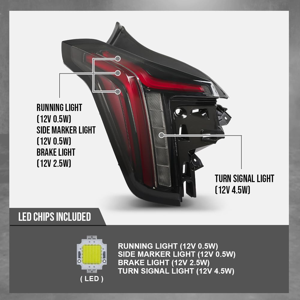 G-PLUS LED Pair Tail Light Left+Right Side Compatible with Cadillac CT5 2020 2021 2022 2023 2024 2025 85164450, 87864508 Red