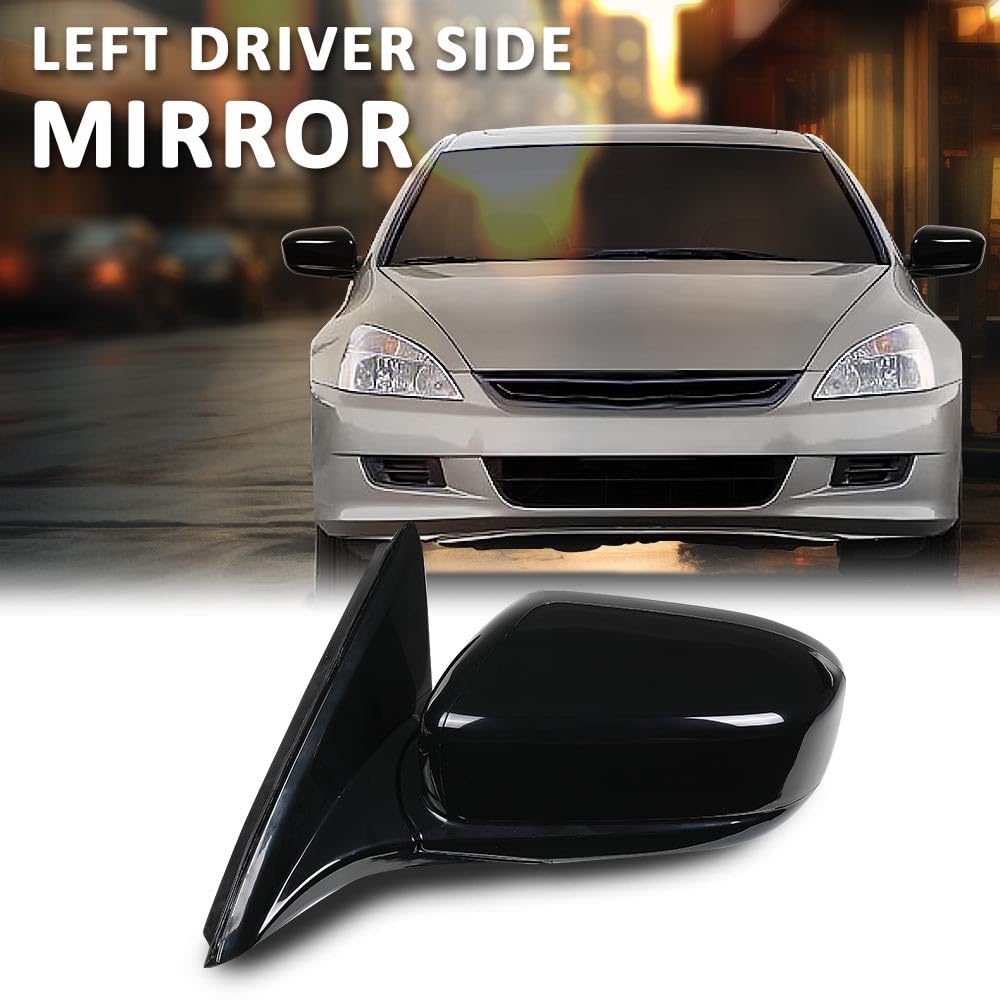 G-PLUS Power Mirror Left Driver Side Compatible with Honda Accord Sedan 4-Door 2003-2007 Manual Folding 3-Pin HO1320152 76250SDAA13ZA Glossy Black